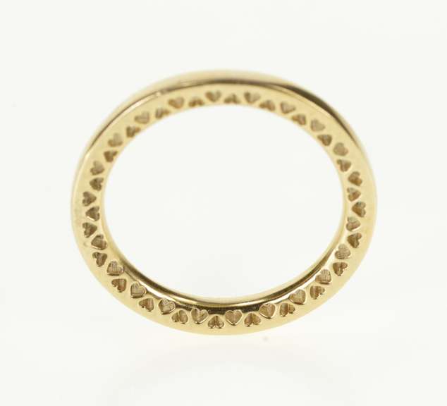 14K Yellow Gold Pandora Hearts of Stackable Heart Pattern Band Ring