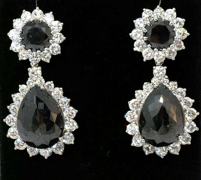 Stunning Black and White Diamond Earrings in 14KT White Gold