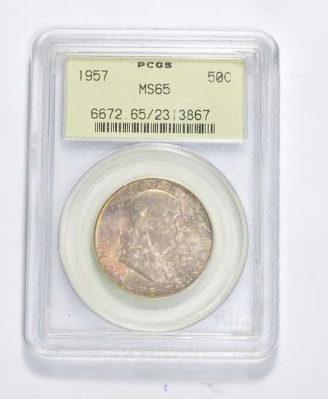 MS65 1957 Franklin Half Dollar - OGH - Graded PCGS