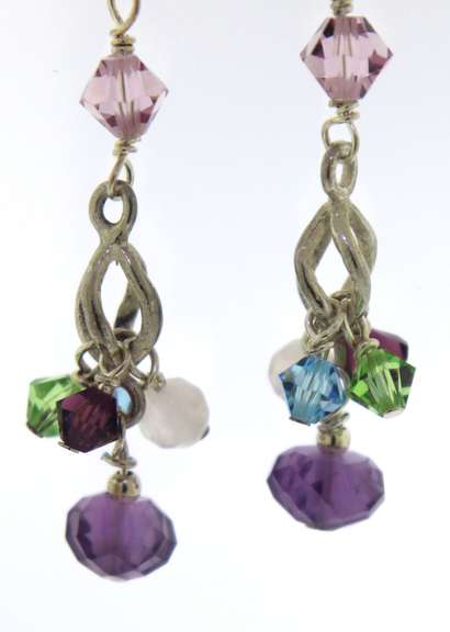Sterling Silver Multi Gemstone Dangle Earrings