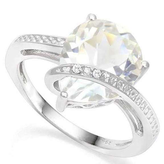 925 STERLING SILVER PR 10*12 MM WHITE TOPAZ WOMEN RING