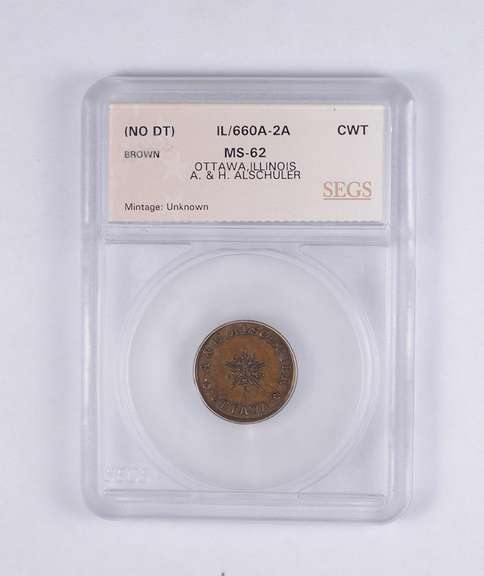 MS62 No Date Ottawa Illinois Civil War Token - A & H Alschuler - SEGS