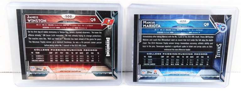 2 Topps 2015 Quarterback Rookie Football Cards