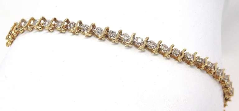 Popular Diamond Accent S Link Yellow Gold Bracelet
