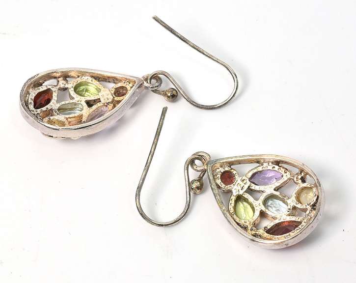 Multi Gemstone Sterling Silver Earrings