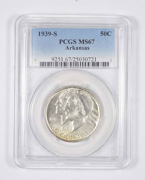 MS67 1939-S Arkansas Centennial Commemorative Half Dollar - Graded PCGS