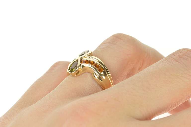 10K Yellow Gold Pear Blue Topaz Peridot Princess Citrine Ring