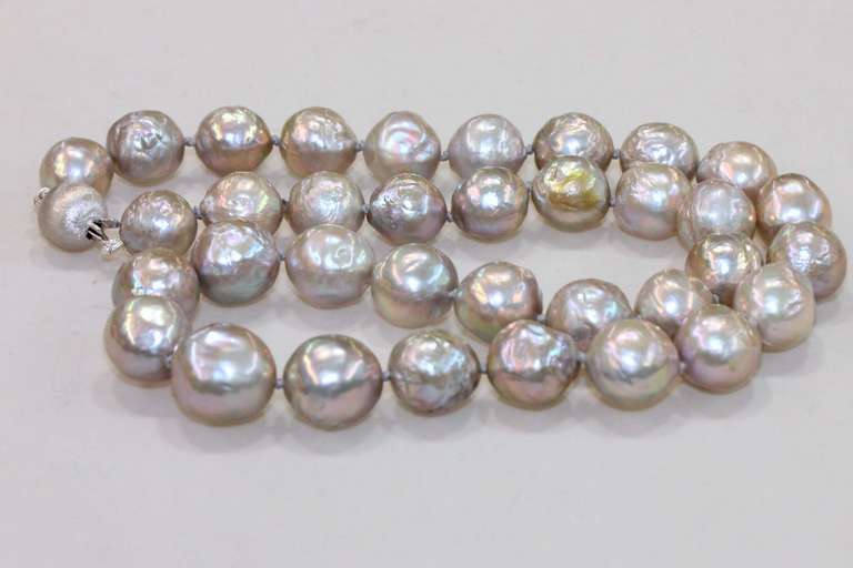 Iridescent Grey Pearl Necklace