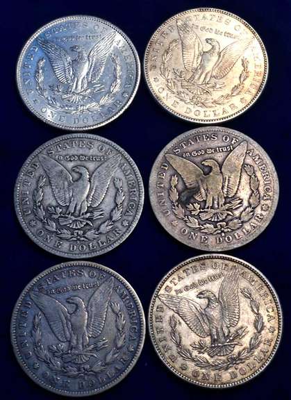 Lot of 6 Morgan Dollars From the late Eighteen Hundreds All From The San Francisco Mint
