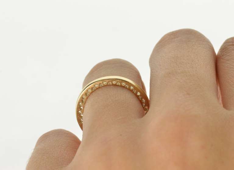 14K Yellow Gold Pandora Hearts of Stackable Heart Pattern Band Ring