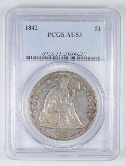 AU53 1842 Seated Liberty Dollar - Graded PCGS