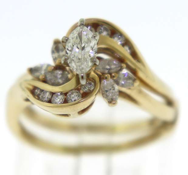 Wonderful Marquise Center & Marquise Cluster Ring