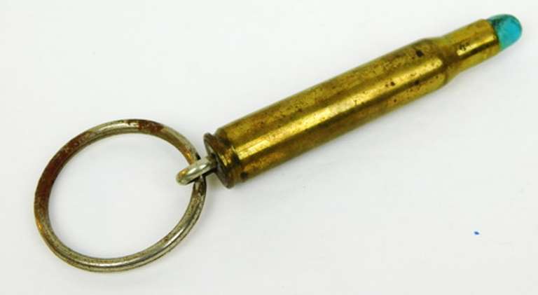 Vintage Brass & Turquoise Bullet Key Chain