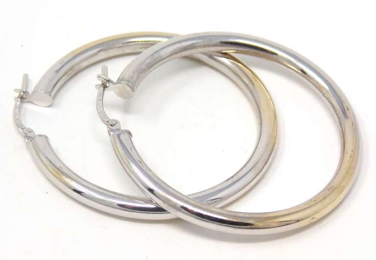 Elegant White Gold Round Hoop Earrings