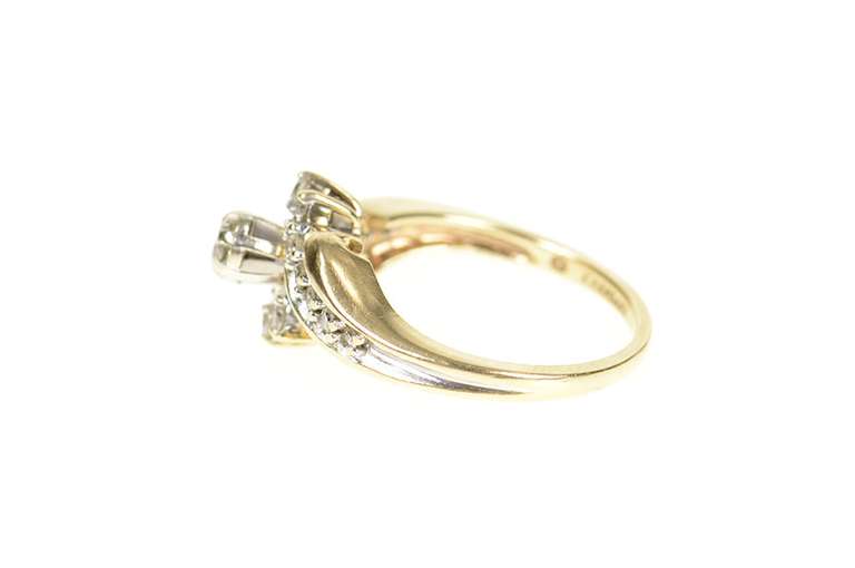 14K Yellow Gold Diamond Bypass Promise Engagement Ring