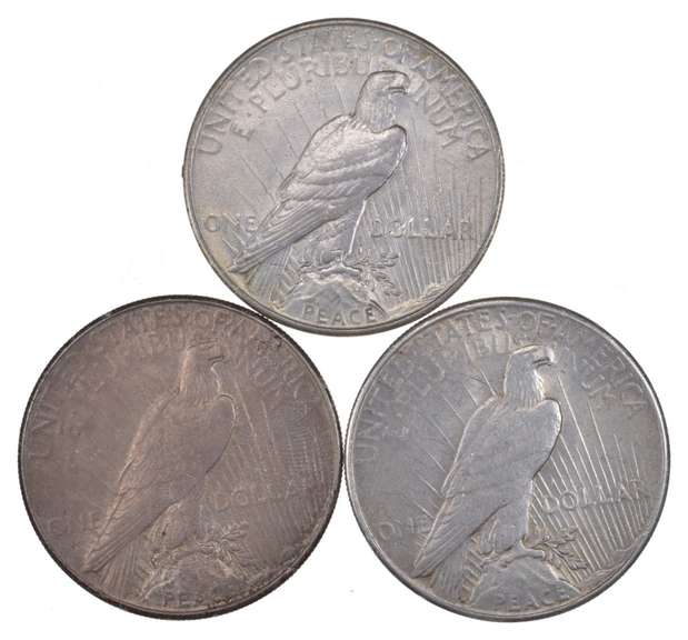 Lot (3) 1935 Peace Silver Dollars