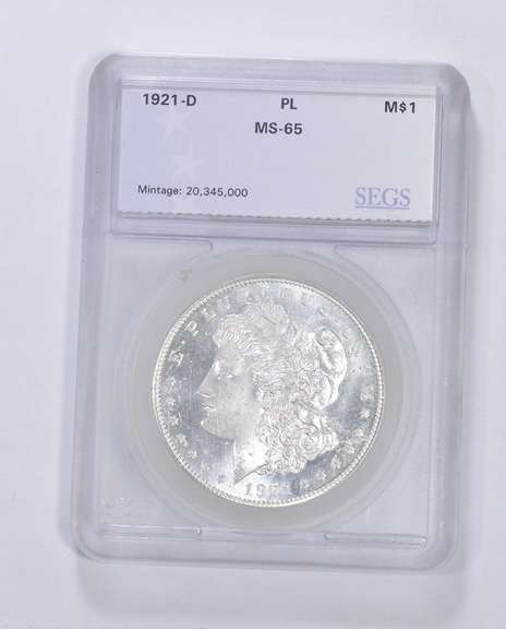 MS65 PL 1921-D Morgan Silver Dollar - Graded SEGS
