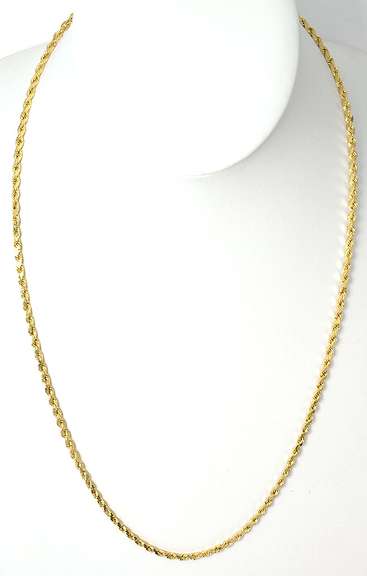 Nice 3mm 22-Inch Rope Chain in 14KT Yellow Gold