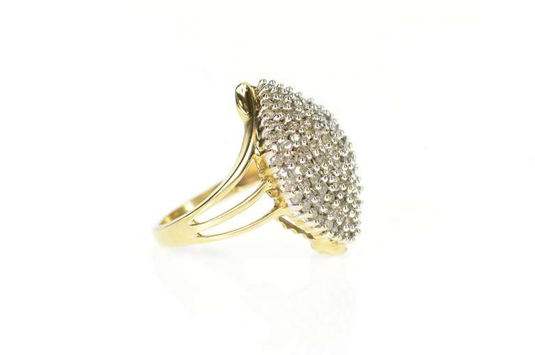 10K Yellow Gold 0.95 Ctw Marquise Diamond Cluster Statement Ring