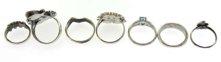 Group Lot of 7 Sterling Silver Rings