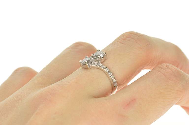 14K White Gold 1.42 Ctw Two Diamond Bypass Engagement Ring