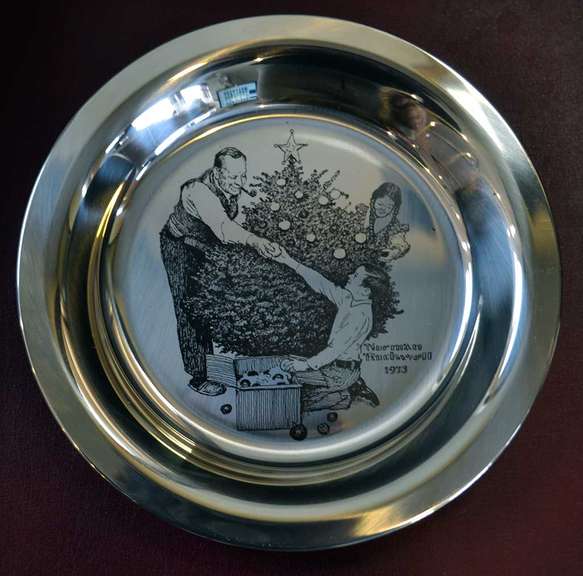 Norman Rockwell Sterling Silver Christmas Plate With COA