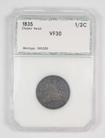 VF30 1835 Classic Head Half Cent - Graded PCI