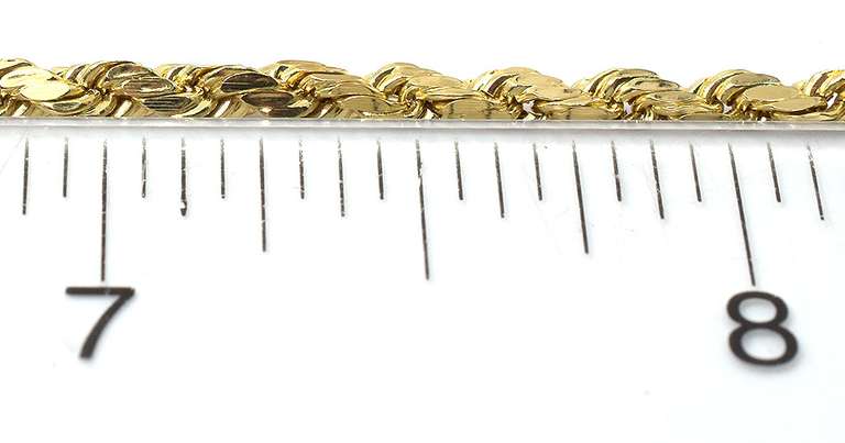 Nice 3mm 22-Inch Rope Chain in 14KT Yellow Gold