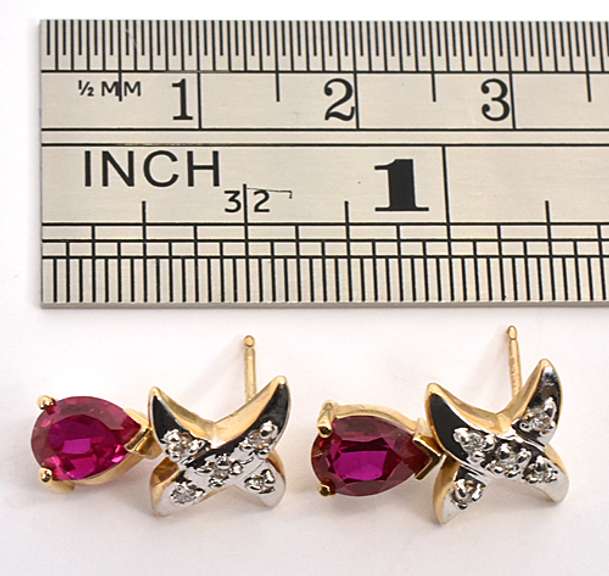 Neat Dangling Synthetic Ruby Earrings