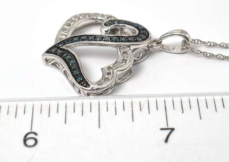 Sterling Silver White & Black Diamond Necklace