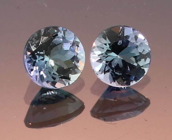 Glittering 1.42ct pair of silvery blue Tanzanite