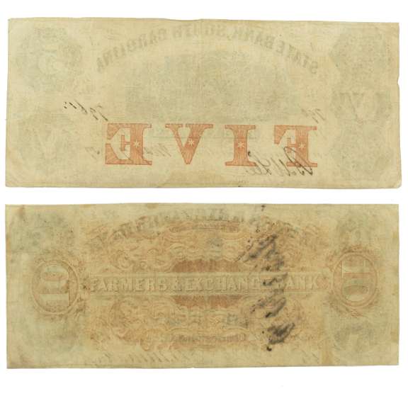 $5 1857 & $10 1853 South Carolina Notes