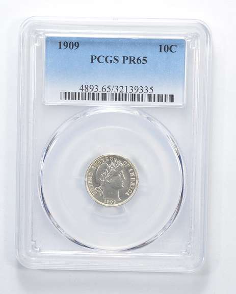PR65 1909 Barber Dime - Graded PCGS