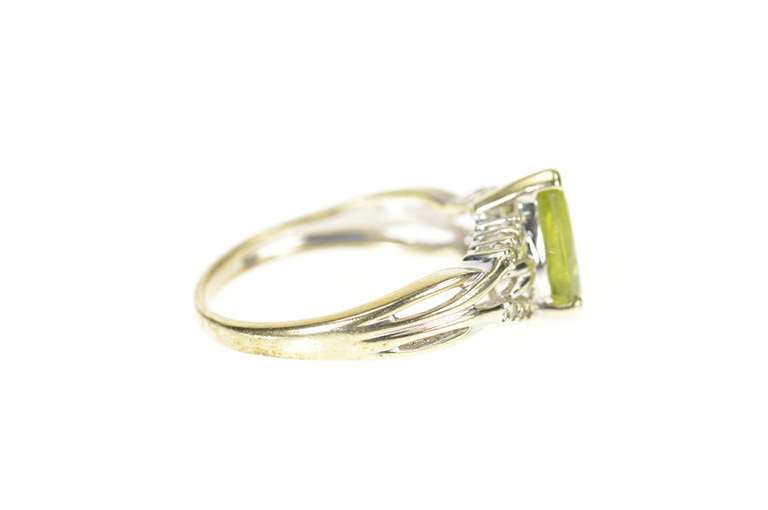 10K Yellow Gold Pear Peridot Diamond Accent Criss Cross Ring