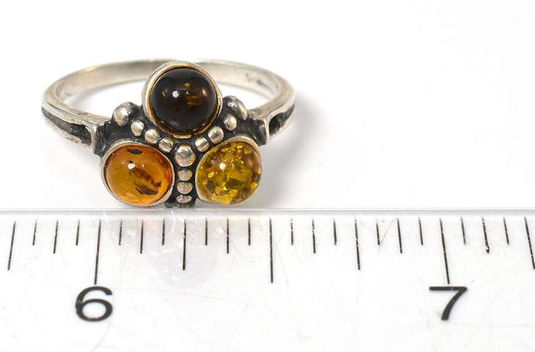 Sterling Silver & Amber Ring