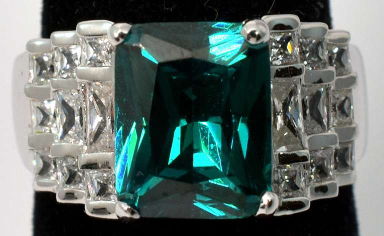 Sterling Silver Green & White CZ