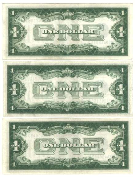 3 Crisp AU to CU 1928-A Series $1 Silver Certificates