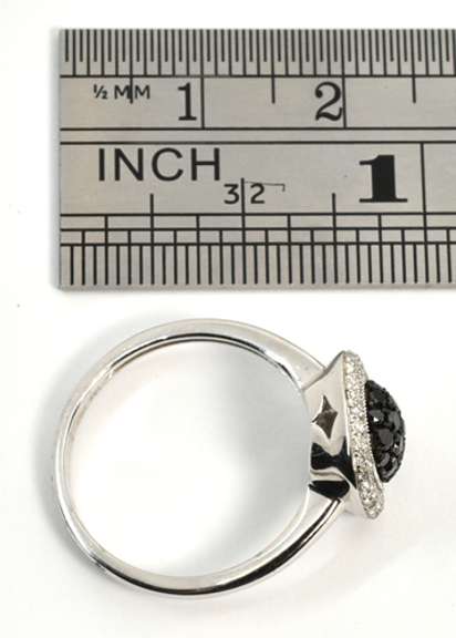 Striking White Pavé & Black Diamond 14K WG Ring