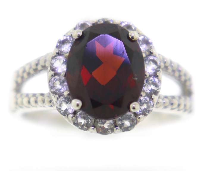 Sterling Silver Red Garnet Ring