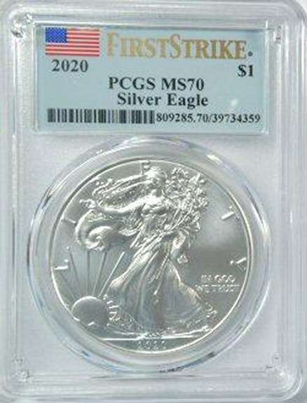Flawless 2020 First Strike $1 Silver Eagle. PCGS MS70