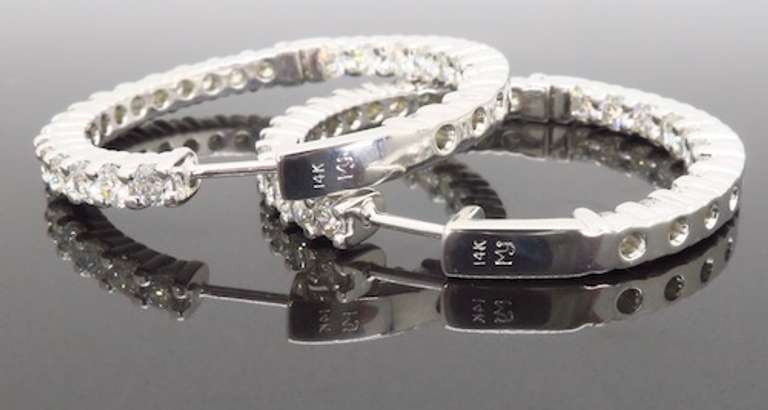 Classic 3.06ctw Diamond Inside Out Hoop Earrings
