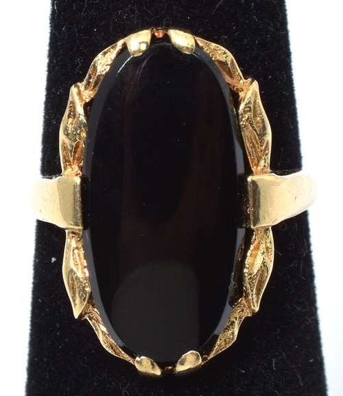 Gothic Onyx Ring in Yellow Gold