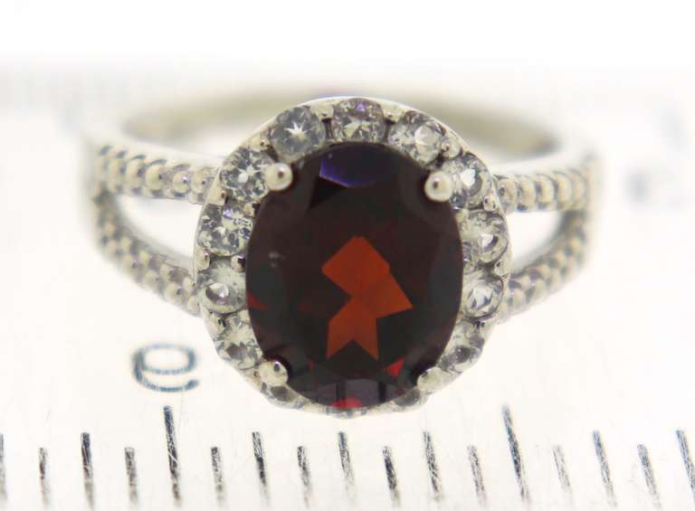 Sterling Silver Red Garnet Ring
