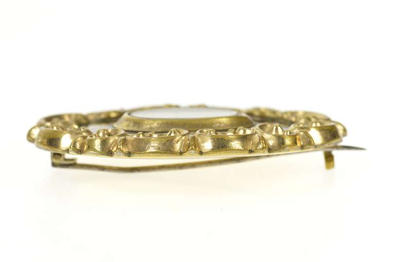 Gold Filled In Memory Woven Hair Victorian Mourning Pendant/Pin