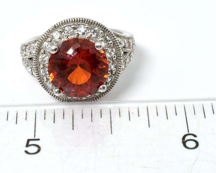 Bold Orange Sapphire Ring in Sterling Silver