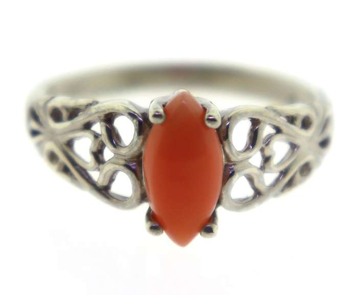 Sterling Silver Coral Ring