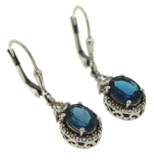 Sterling Silver Blue London Topaz Drop Earrings