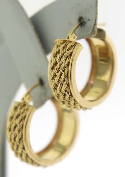 Amazing 14kt YG Triple Row Rope Hoop Earrings