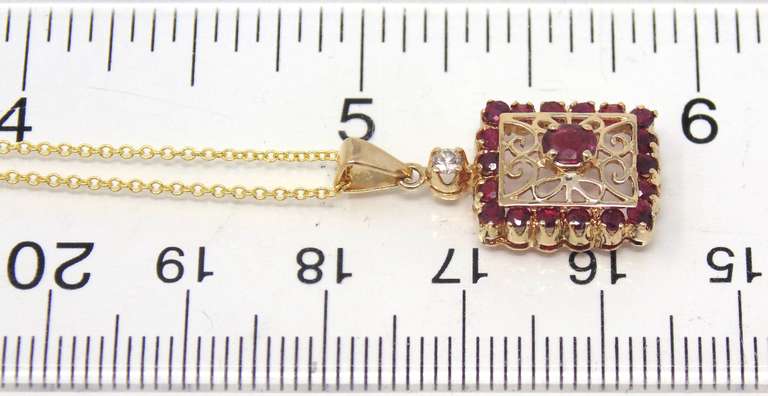Favorite Square Ruby and Diamond Necklace