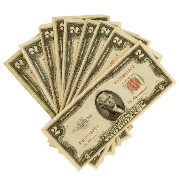 10 Various Red Seal $2 US Notes